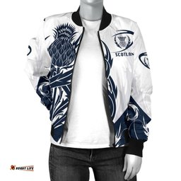 Scottish Rugby Women's Bomber Jacket Thistle Vibes - White
