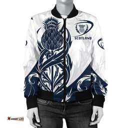Scottish Rugby Women's Bomber Jacket Thistle Vibes - White