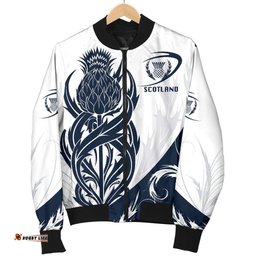 Scottish Rugby Women's Bomber Jacket Thistle Vibes - White
