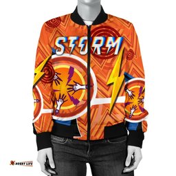 Melbourne Storm Bomber Jacket Simple Indigenous For Women - Orange