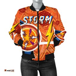 Melbourne Storm Bomber Jacket Simple Indigenous For Women - Orange