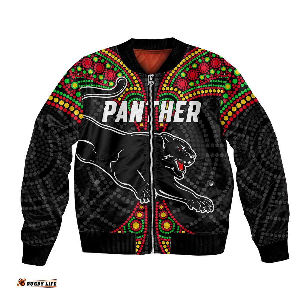 Panthers Liquorice Allsorts Rugby Aboriginal Bomber Jacket