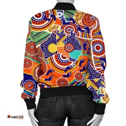 Aboriginal Bomber Jacket - Australian Map Dot Painting - Women