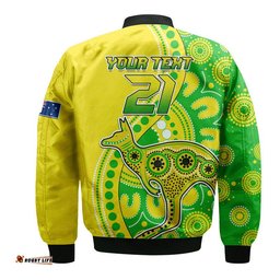 Custom Personalised Australia Kangaroo Soccer World Cup Bomber Jacket Socceroos Aboriginal