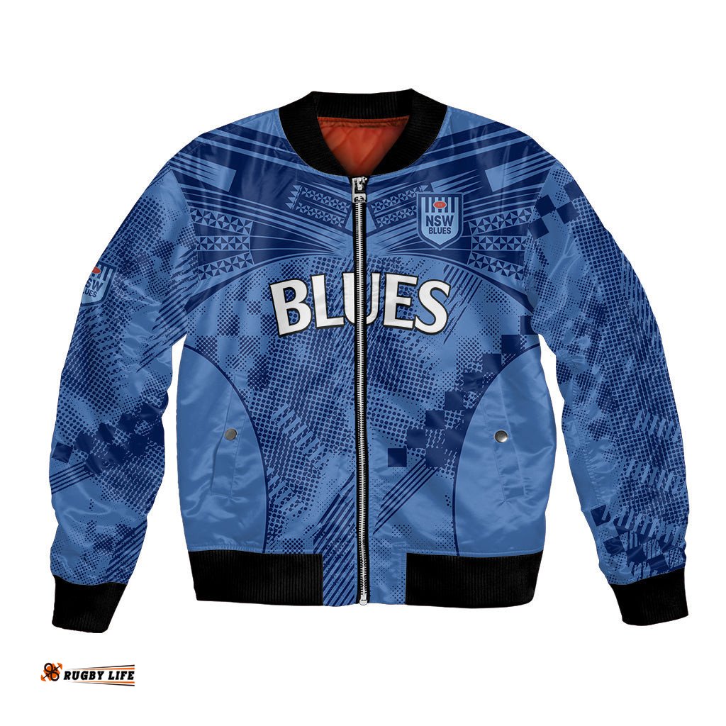 NSW Blues Rugby Bomber Jacket Origin New South Wales Sporty Style