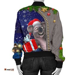 Christmas Women's Bomber Jacket - Funny Koala Christmas