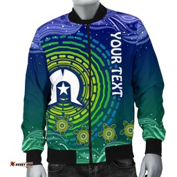 Custom Text Torres Strait Islanders Men's Bomber Jacket - Aboriginal Turtle