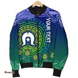 Custom Text Torres Strait Islanders Men's Bomber Jacket - Aboriginal Turtle