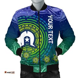 Custom Text Torres Strait Islanders Men's Bomber Jacket - Aboriginal Turtle