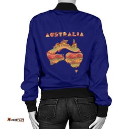 Bomber Jacket - Australia Map Jacket Kangaroo Aboriginal - Women