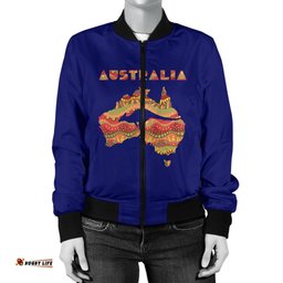 Bomber Jacket - Australia Map Jacket Kangaroo Aboriginal - Women