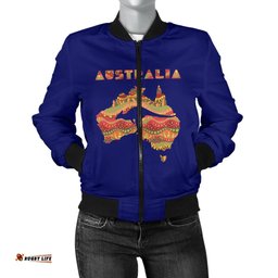 Bomber Jacket - Australia Map Jacket Kangaroo Aboriginal - Women