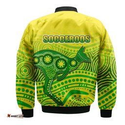 Australia Aboriginal Soccer Bomber Jacket Kangaroo Socceroos Art Style