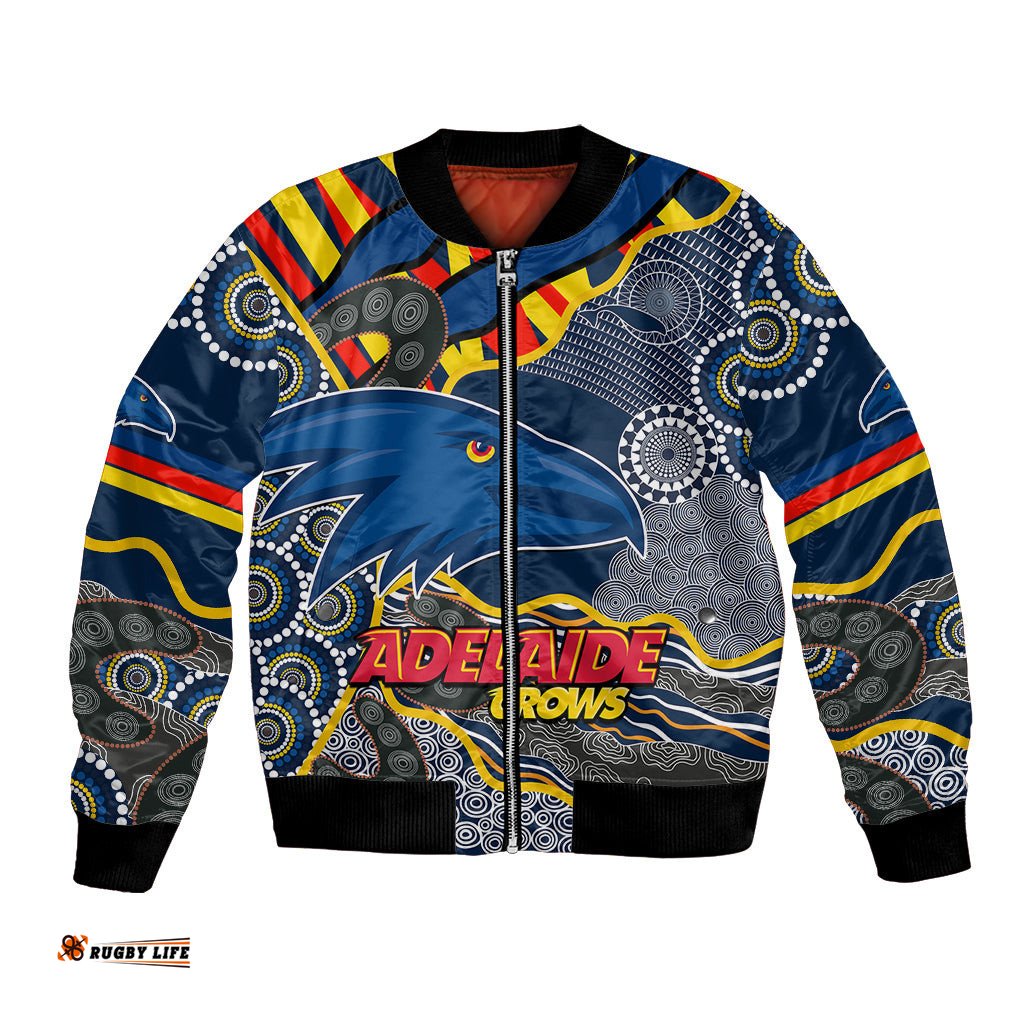 Custom Text And Number The Crows Football Bomber Jacket Adelaide Be Unique Aboriginal Dots