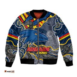 Custom Text And Number The Crows Football Bomber Jacket Adelaide Be Unique Aboriginal Dots