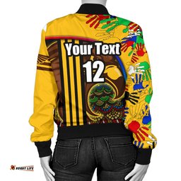Custom Personalised Pride Hawks Women's Bomber Jacket Hawthorn Naidoc Week Aboriginal Version Special
