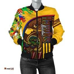 Custom Personalised Pride Hawks Women's Bomber Jacket Hawthorn Naidoc Week Aboriginal Version Special