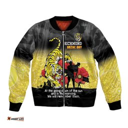 Custom Richmond Football ANZAC Bomber Jacket Gallipoli Camouflage With Poppies