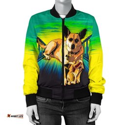 Custom Women's Bomber Jacket - Illustrated Dog