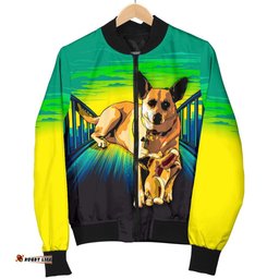 Custom Women's Bomber Jacket - Illustrated Dog