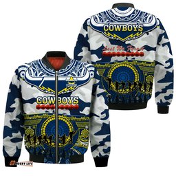 Cowboys Rugby ANZAC Bomber Jacket Indigenous Poppy Mix Camouflage
