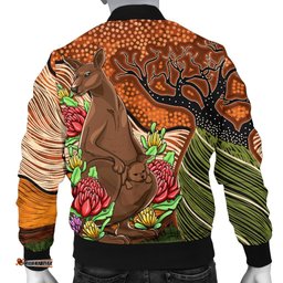 Aboriginal Men's Bomber Jacket - Kangaroo With Indigenous Tree