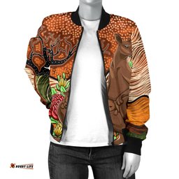 Aboriginal Women's Bomber Jacket - Kangaroo With Indigenous Tree