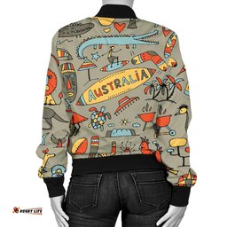 Bomber Jacket - Symbols Jacket Australia Travel - Women