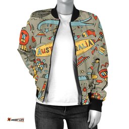 Bomber Jacket - Symbols Jacket Australia Travel - Women