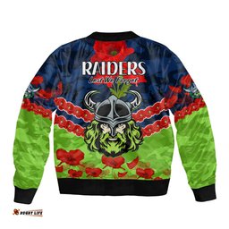 Raiders Rugby ANZAC Bomber Jacket Lest We Forget
