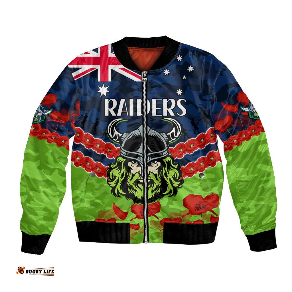 Raiders Rugby ANZAC Bomber Jacket Lest We Forget