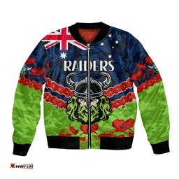 Raiders Rugby ANZAC Bomber Jacket Lest We Forget
