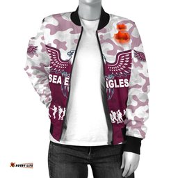 Manly Warringah Women's Bomber Jacket Sea Eagles Anzac Day Camouflage Vibes