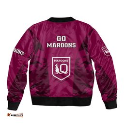 QLD Rugby Bomber Jacket Go Maroons Camouflage Sporty Style