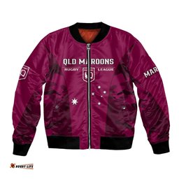 QLD Rugby Bomber Jacket Go Maroons Camouflage Sporty Style