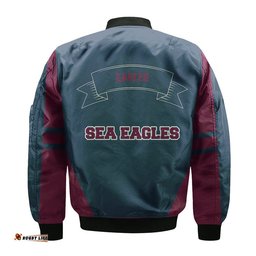 Manly Warringah Sea Eagles Bomber Jacket Flame Ball - NRL