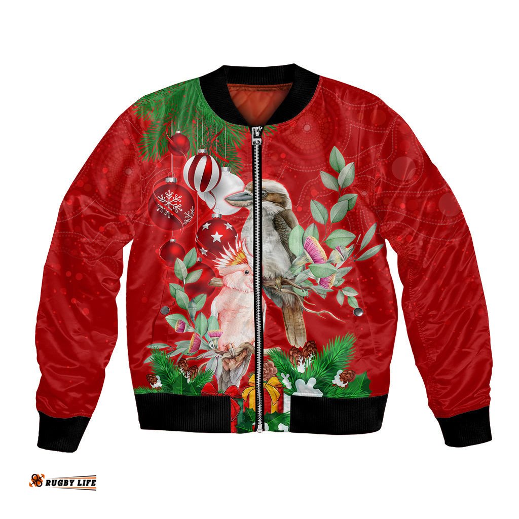 Kookaburra Lover Bomber Jacket Australia Koalaty Merry Christmas Aboriginal
