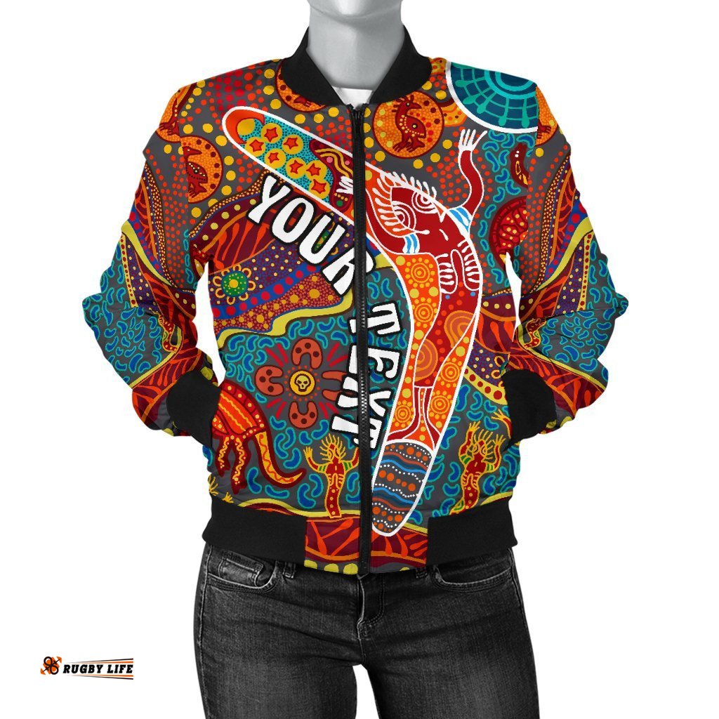 Aboriginal Personalised Women's Bomber Jacket - Indigenous Boomerang