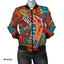 Aboriginal Personalised Women's Bomber Jacket - Indigenous Boomerang