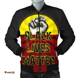 Men's Bomber Jacket, Aboriginal Black Lives Matter Sun Dot Painting