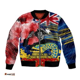 ANZAC Eels Rugby Bomber Jacket We Shall Remember