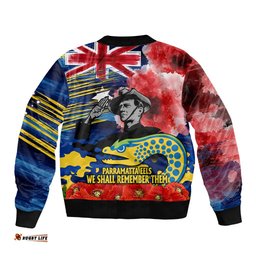 ANZAC Eels Rugby Bomber Jacket We Shall Remember