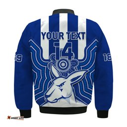 Custom Text And Number Melbourne Football Bomber Jacket North Kangaroos 1869 Aboriginal Art