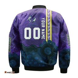 Melbourne Storm Aboriginal Bomber Jacket Rugby Indigenous Kangaroo Tracks - NRL