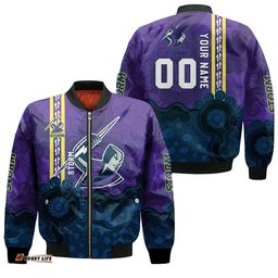Melbourne Storm Aboriginal Bomber Jacket Rugby Indigenous Kangaroo Tracks - NRL