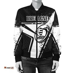 Custom Text Brittany Rugby Personalised Women's Bomber Jacket - Breizh Rugby