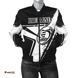 Custom Text Brittany Rugby Personalised Women's Bomber Jacket - Breizh Rugby