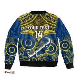 Personalised Cowboys Rugby Bomber Jacket Aboriginal Mix Polynesian Pattern