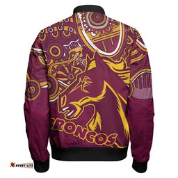 Broncos Rugby Bomber Jacket - Custom Super Indigenous Broncos Bomber Jacket RLT13