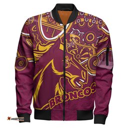 Broncos Rugby Bomber Jacket - Custom Super Indigenous Broncos Bomber Jacket RLT13